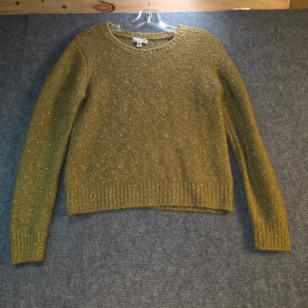 Calvin Klein Jeans Sweater Women Medium Gold Metallic Knit Excellent CJJOK0148